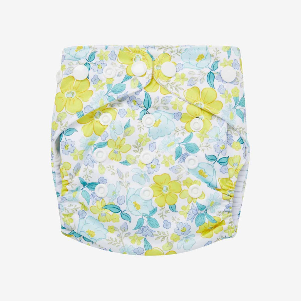 elsie ditsy floral yellow reusable nappy 