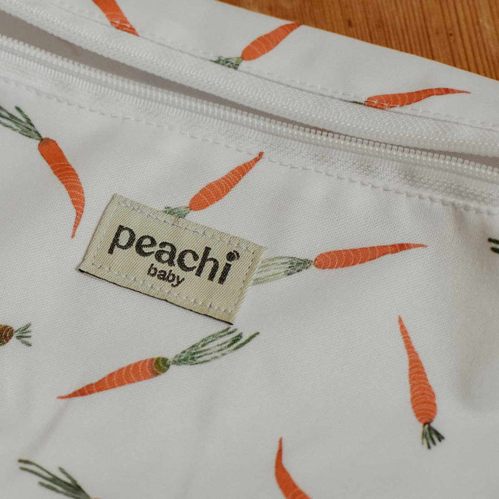 Peachi Baby Mini Wet Bag for Reusable Nappies in our carrot print
