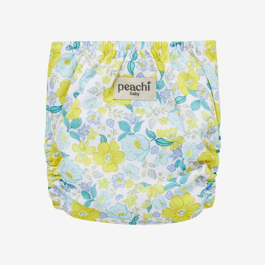 elsie ditsy floral yellow reusable nappy 