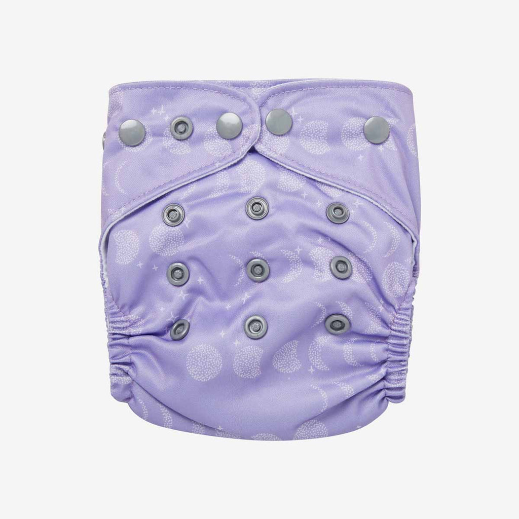 Luna Lavender print reusable nappy by peachi baby