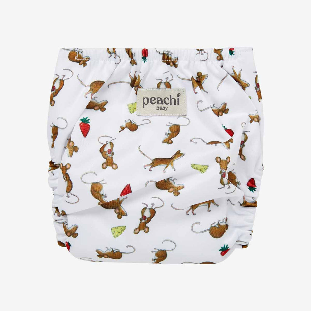 mouse print modern cloth nappy by peachi baby