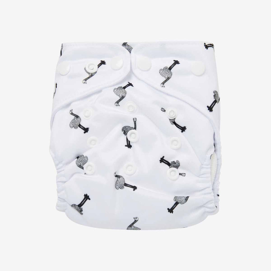 Ostrich print modern cloth nappy by Peachi Baby
