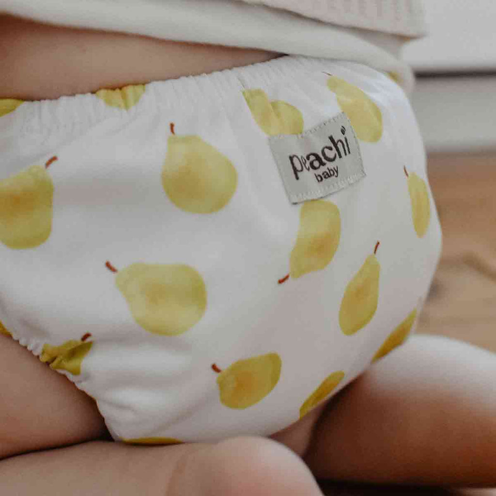 Pear print modern cloth nappy by peachi baby