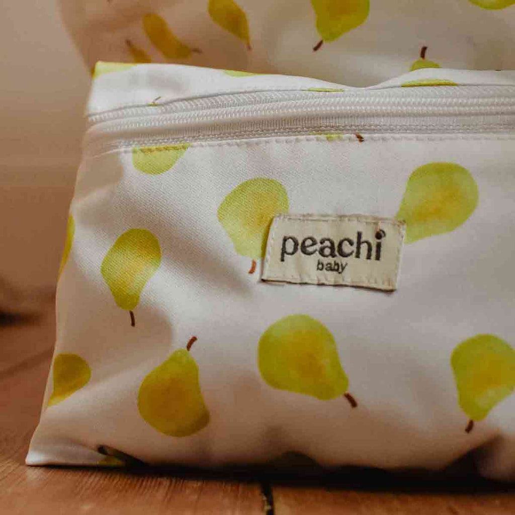 pear print nappy wet bag by peachi baby