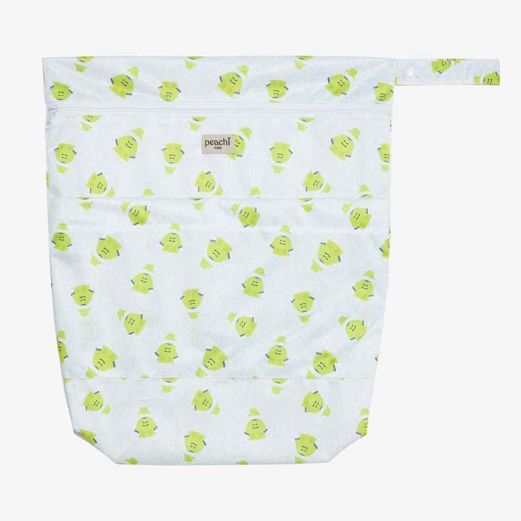 yellow raincoat print wetbag for baby's dirty items